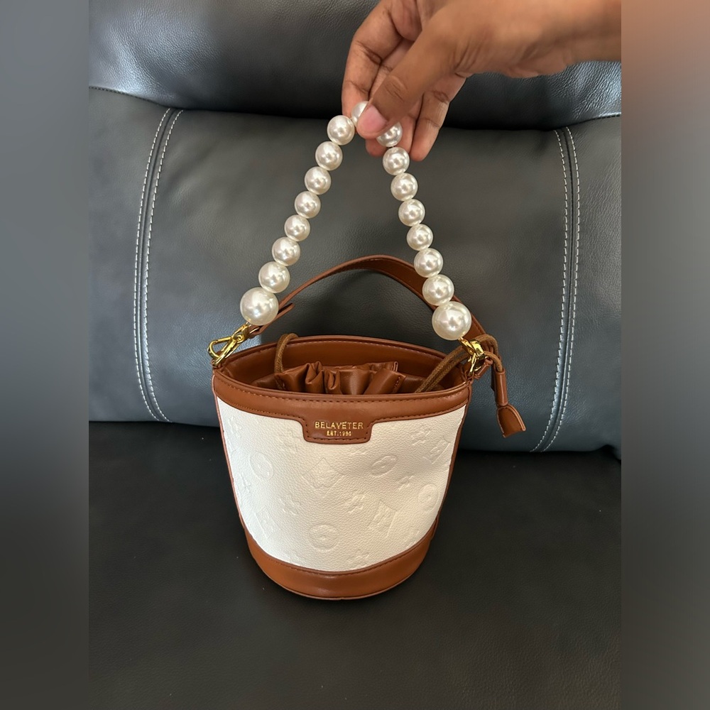 Mini Bucket Bag with Pearls - Picture 2 of 4